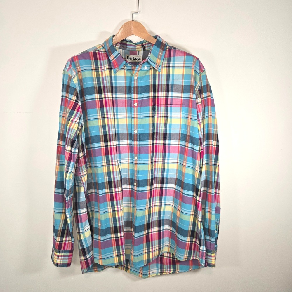 Barbour Madras 2 Tailored Shirt Mens XL Multi Color Plaid Button Down MSH4420